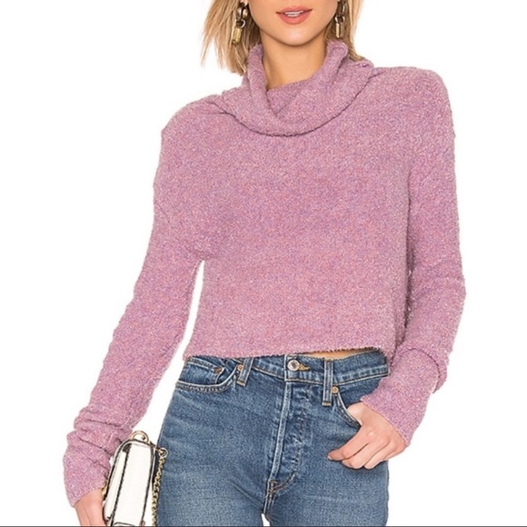 Free People Sweaters | Free People Lavender Teddy Crop Cowl Neck Sweater | Poshmark